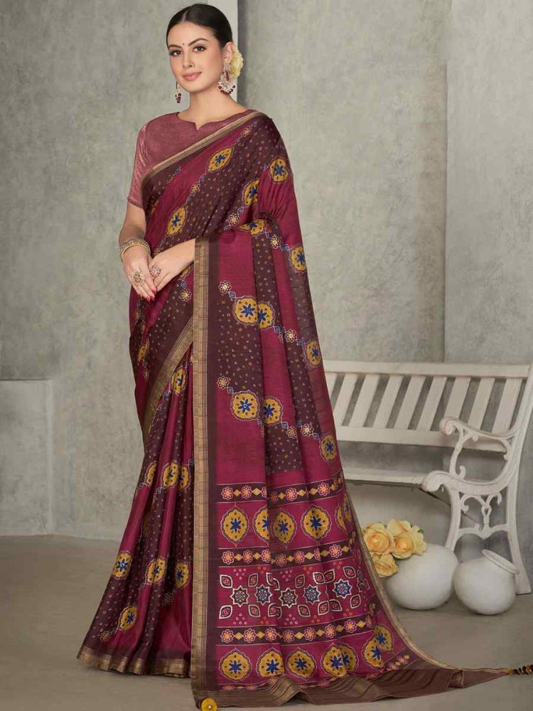 Maroon Rangkat Tussar Silk Embroidered Party Festival Classic Style Saree