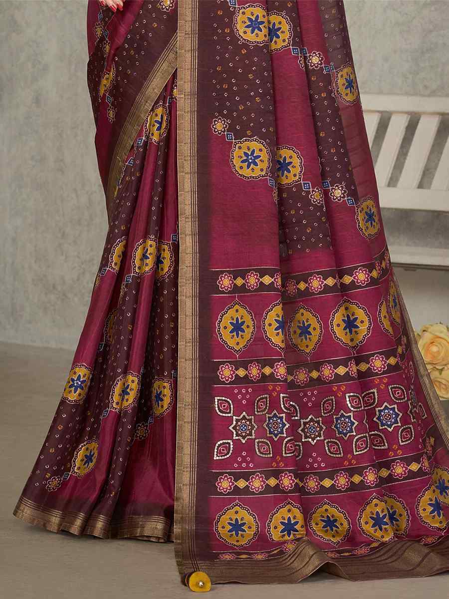 Maroon Rangkat Tussar Silk Embroidered Party Festival Classic Style Saree