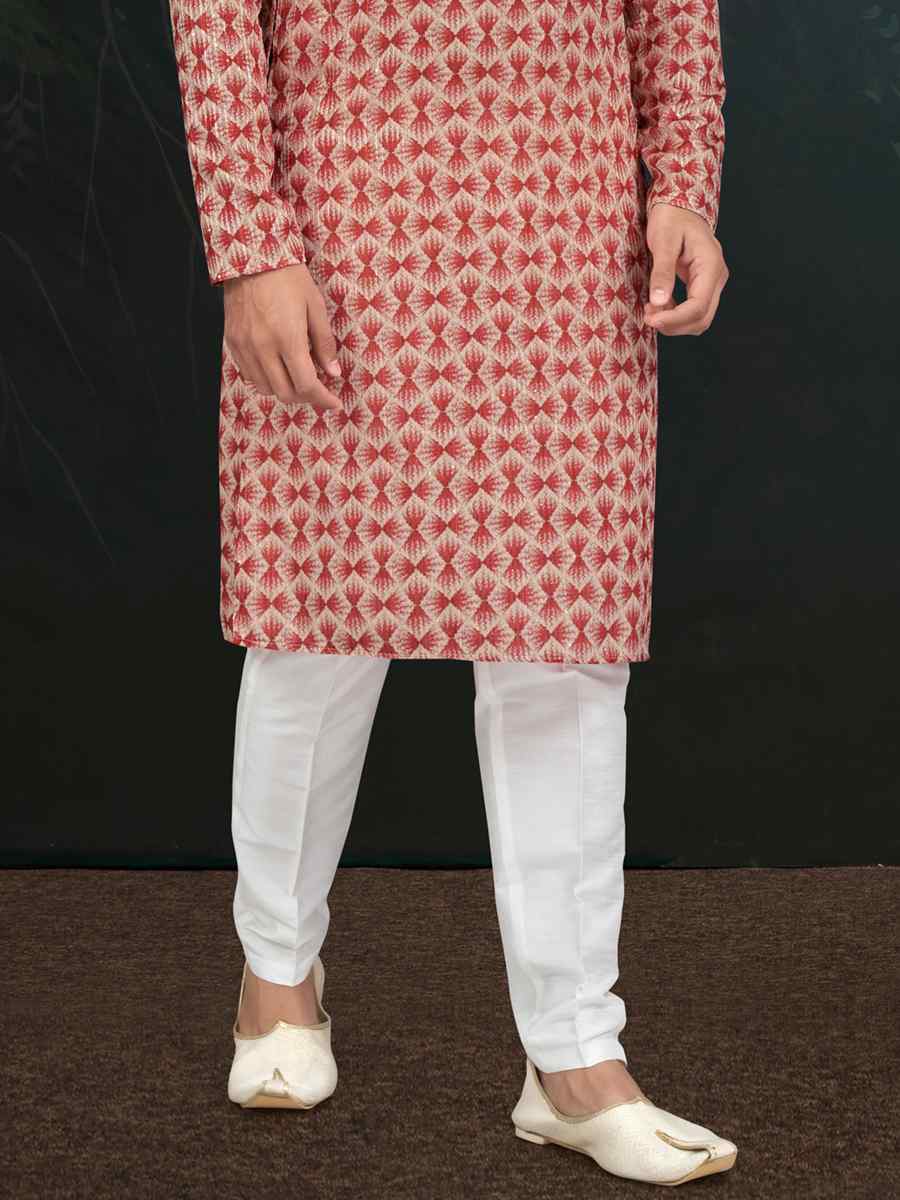 Maroon Rayon Embroidered Festival Wedding Kurta