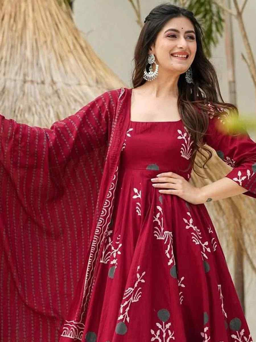 Maroon Rayon Embroidery Party Wedding Festival Casual Ready Anarkali Salwar Kameez