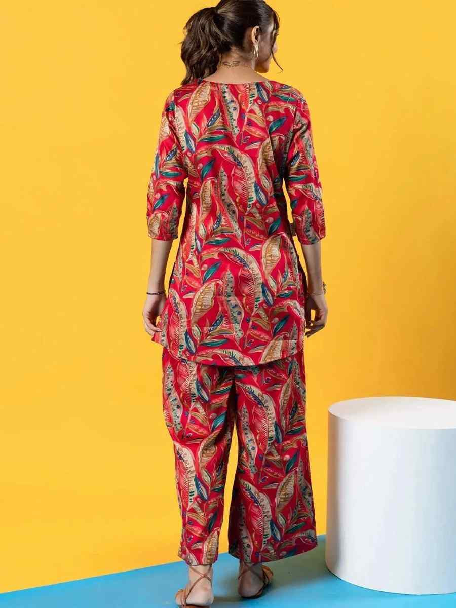 Maroon Rayon Printed Festival Casual Kurti