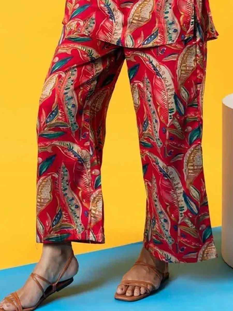 Maroon Rayon Printed Festival Casual Kurti