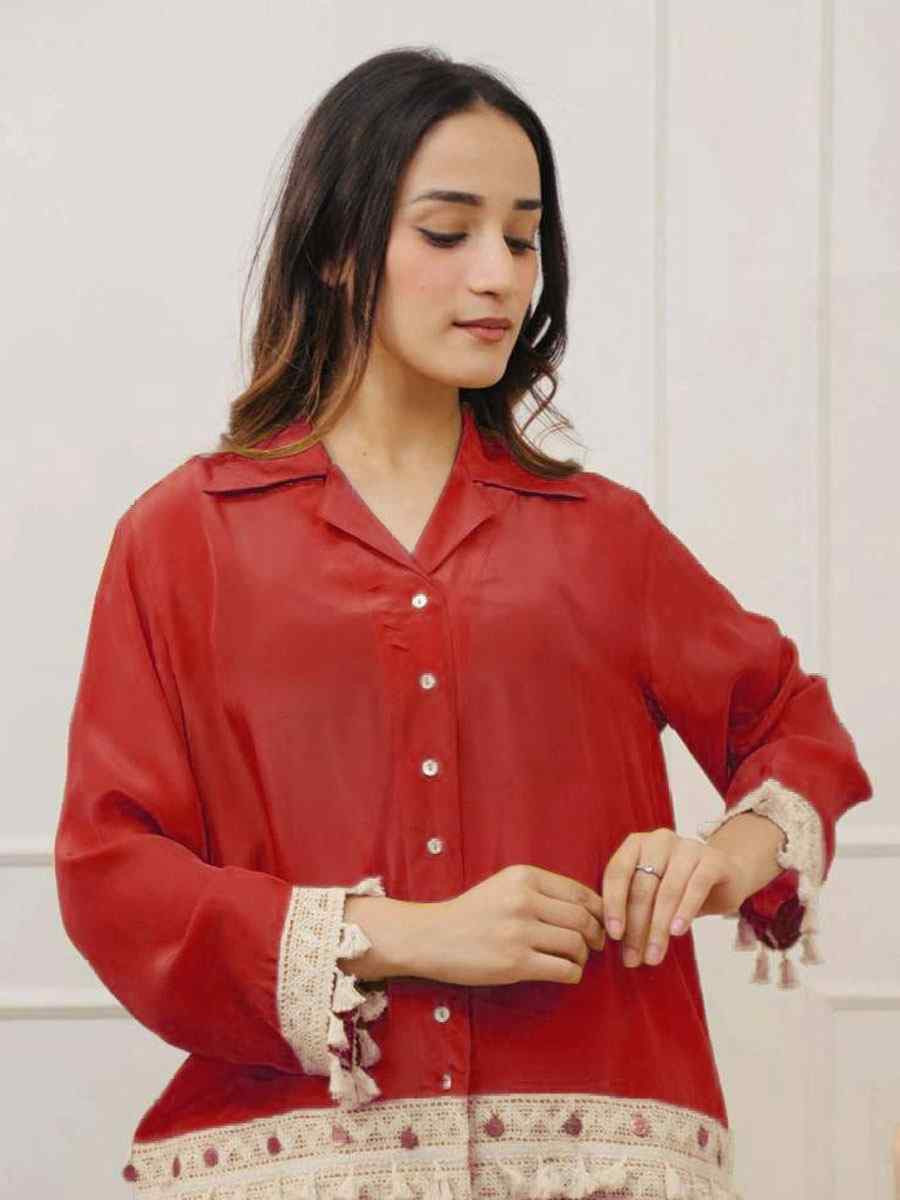 Maroon Rayon Printed Festival Casual Kurti Bottom Women Wear