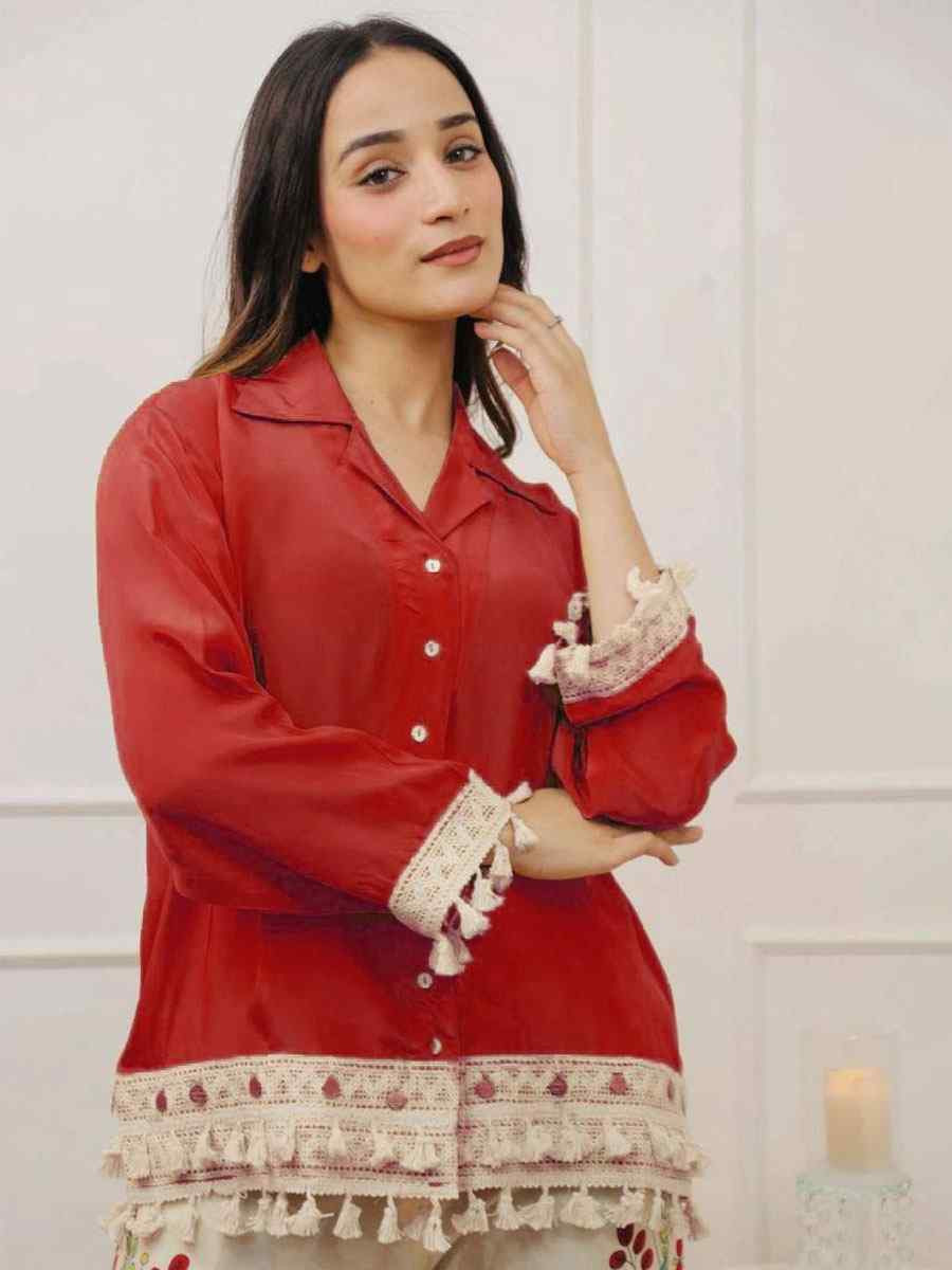 Maroon Rayon Printed Festival Casual Kurti Bottom Women Wear