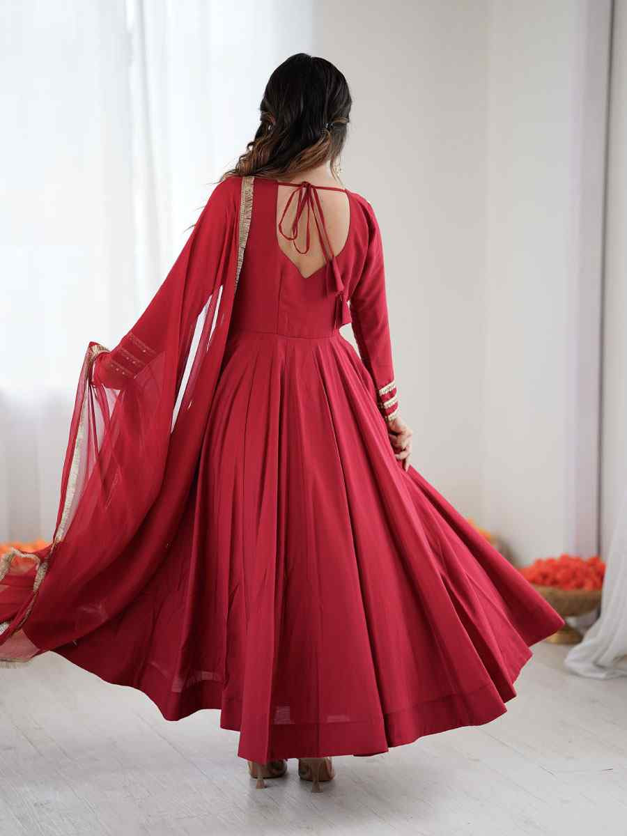 Maroon Roman Silk Embroidery Party Wedding Festival Casual Ready Pant Anarkali Salwar Kameez