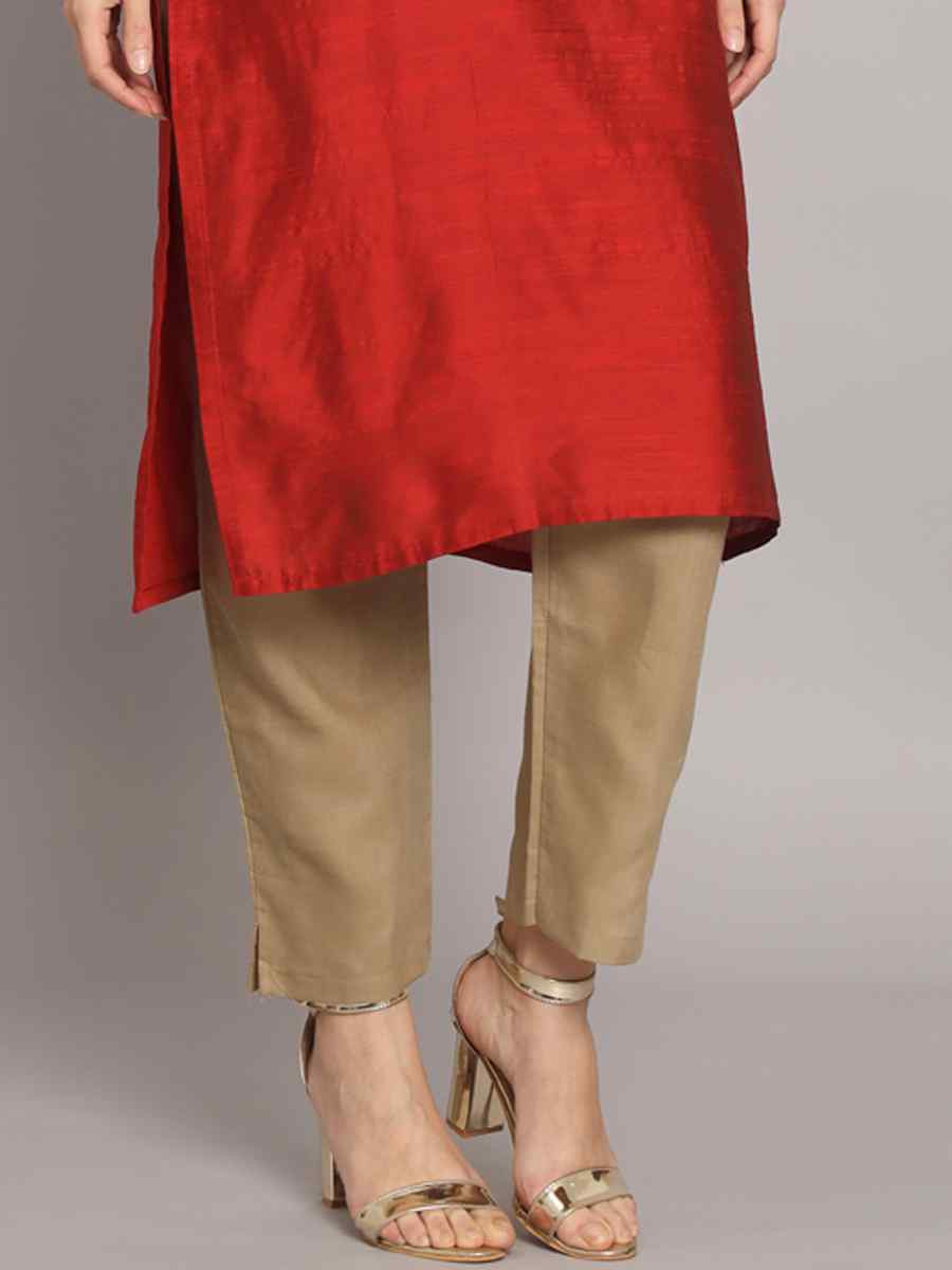 Maroon Silk Blend Plain Party Wedding Festival Casual Ready Pant Salwar Kameez