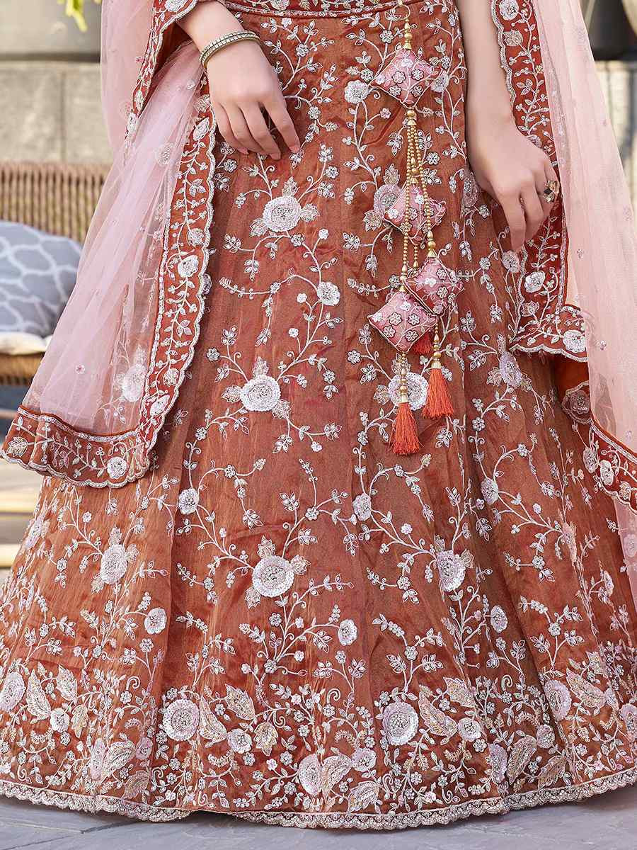 Maroon Silk Embroidered Reception Wedding Lehenga Choli