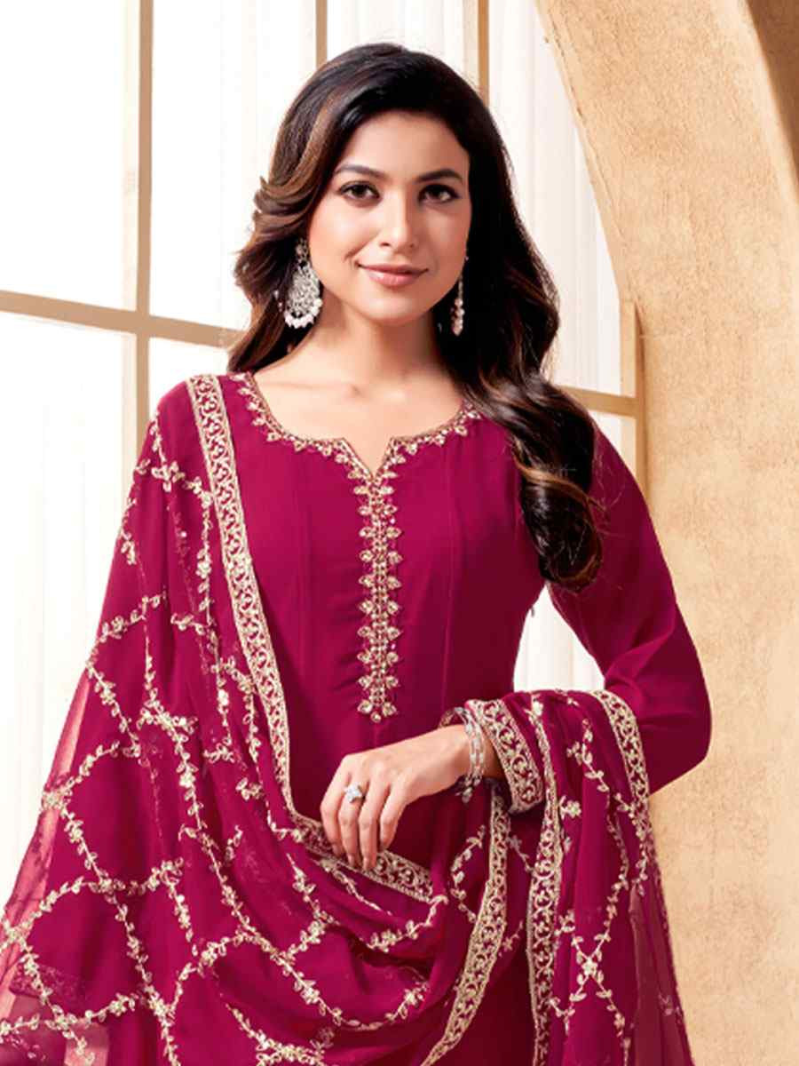 Maroon Silk Embroidery Party Wedding Festival Casual Ready Anarkali Salwar Kameez