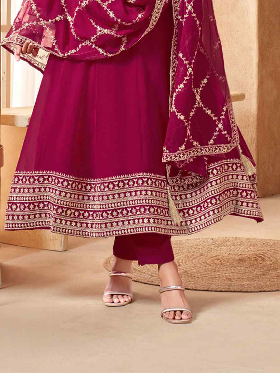 Maroon Silk Embroidery Party Wedding Festival Casual Ready Anarkali Salwar Kameez
