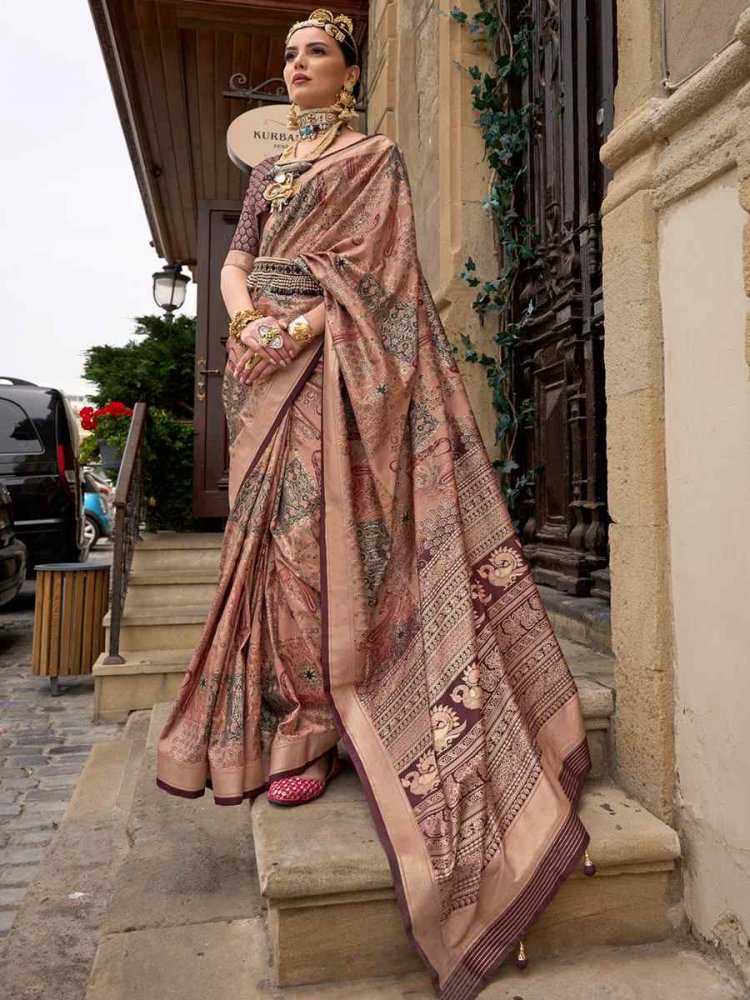 Maroon Silk Handwoven Casual Festival Heavy Border Saree