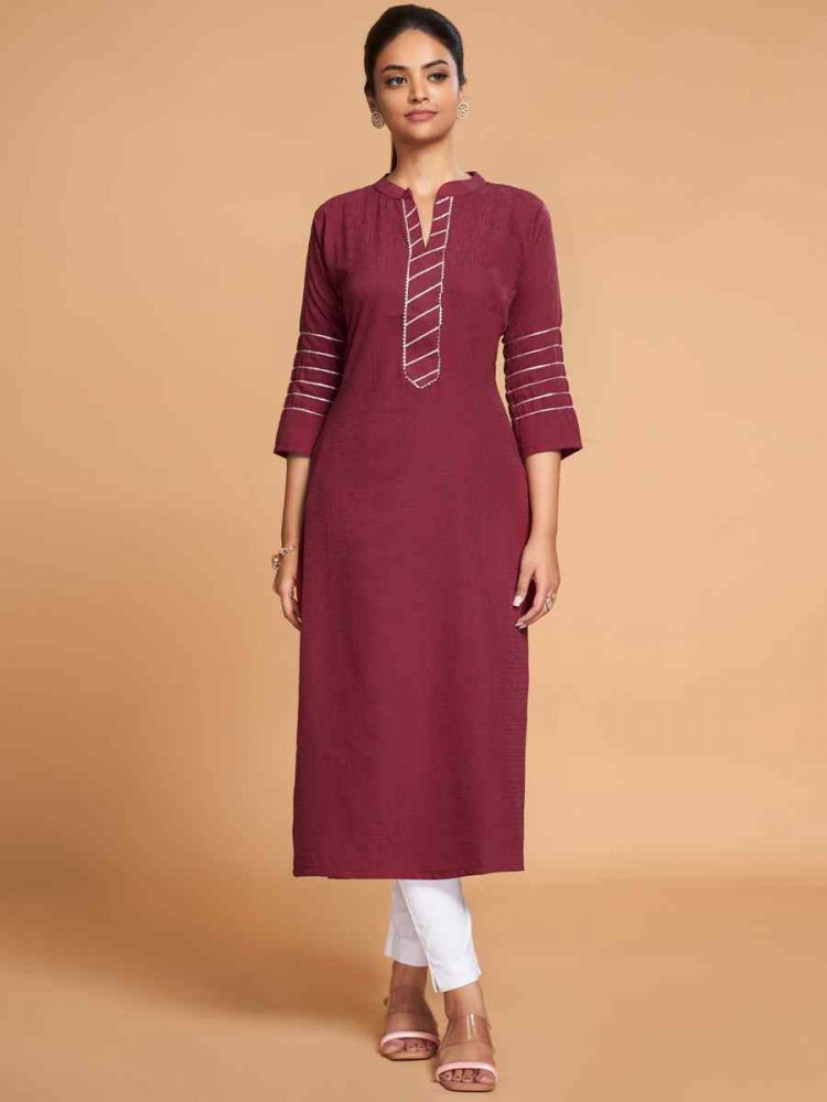 Maroon Silk Handwoven Festival Casual Kurti