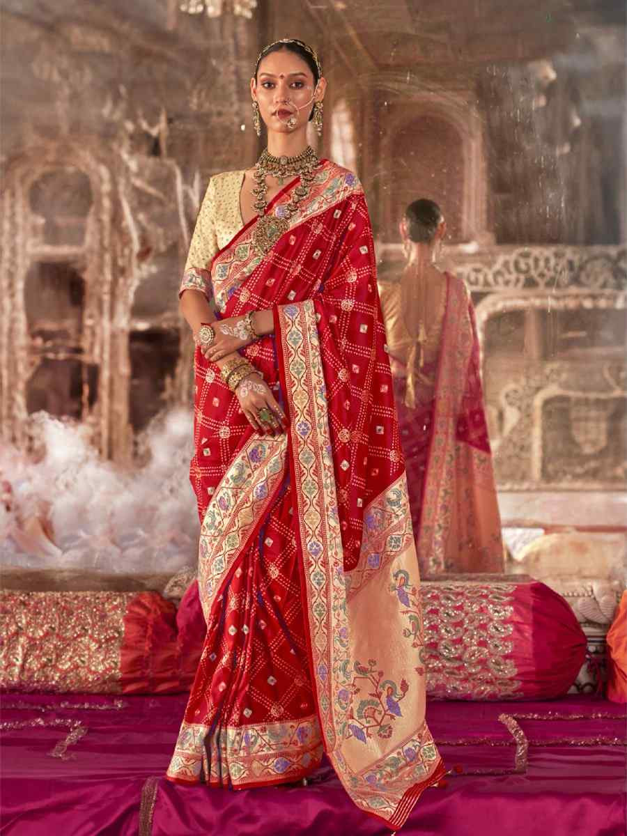 Maroon Silk Handwoven Festival Wedding Fancy Heavy Border Saree