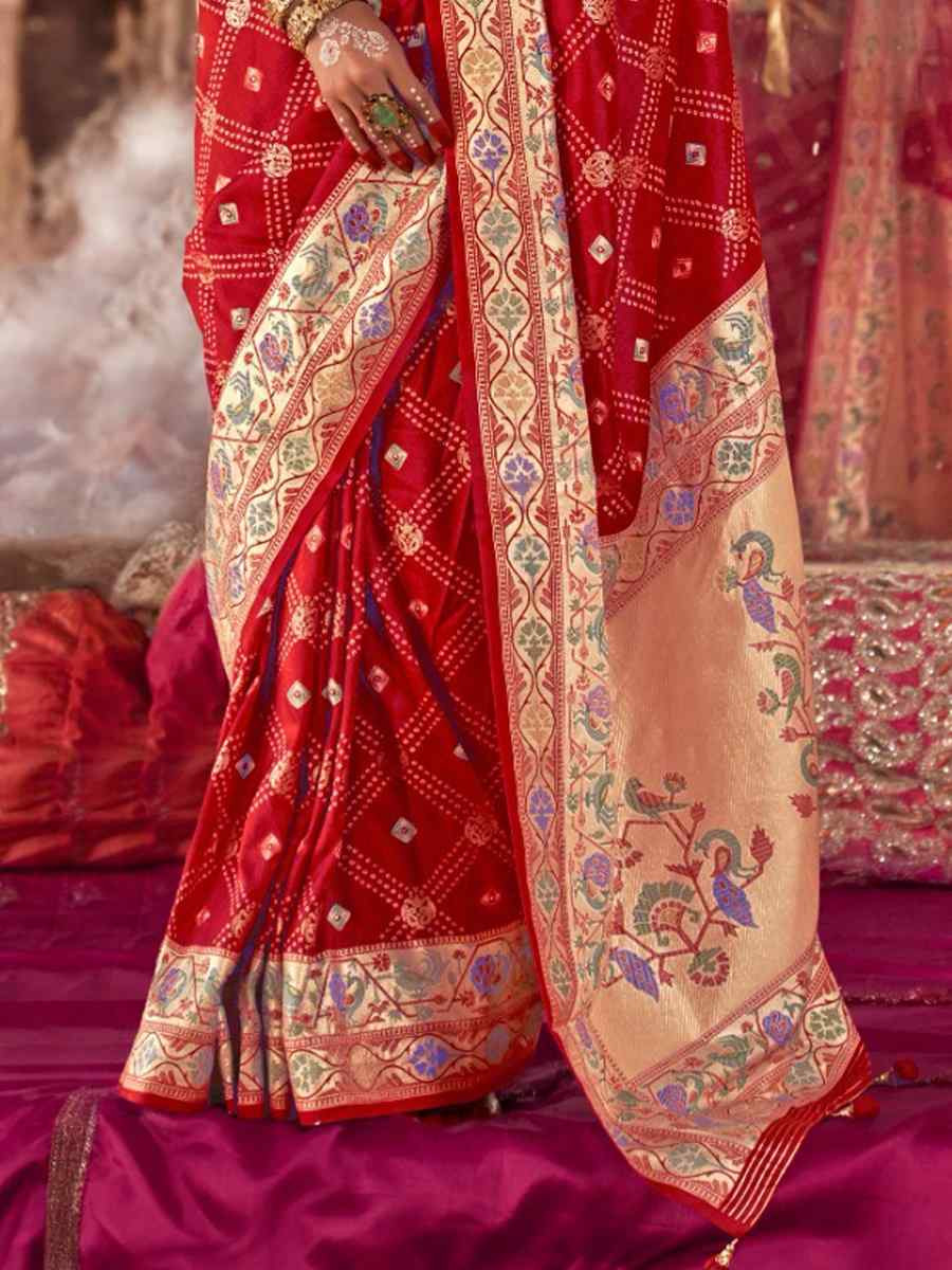 Maroon Silk Handwoven Festival Wedding Fancy Heavy Border Saree