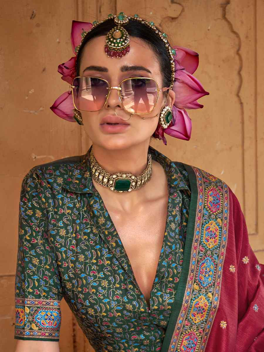 Maroon Silk Handwoven Festival Wedding Fancy Heavy Border Saree
