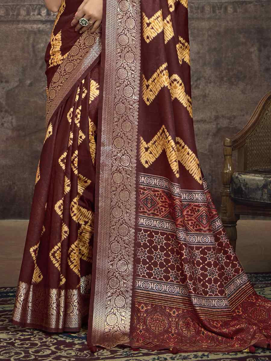 Maroon Silk Handwoven Festival Wedding Fancy Heavy Border Saree