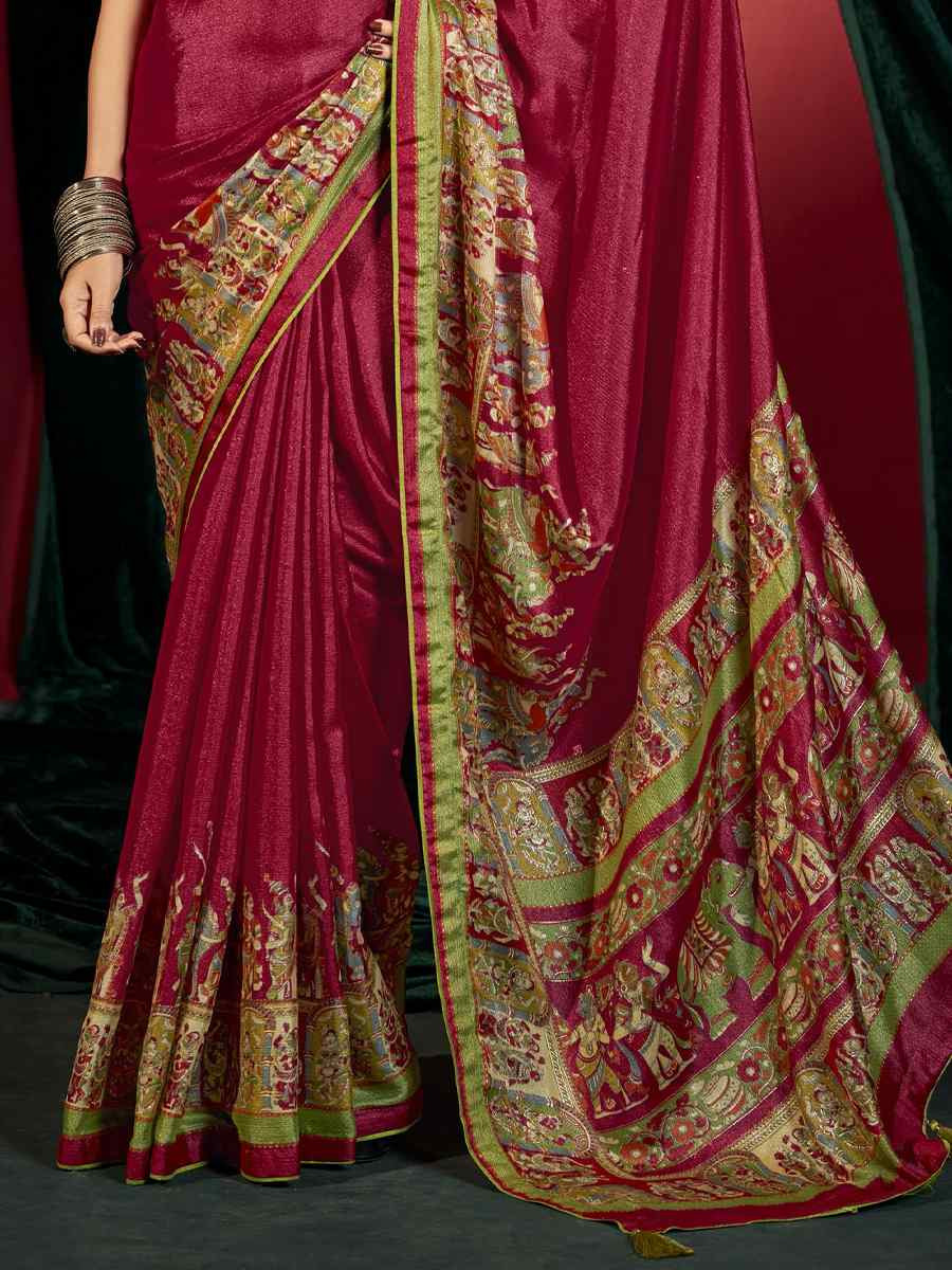 Maroon Silk Handwoven Traditional Bridal Reception Festival Wedding Fancy Heavy Border Saree