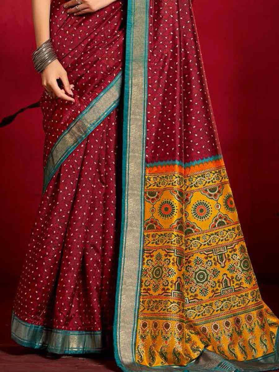 Maroon Silk Handwoven Traditional Bridal Reception Festival Wedding Fancy Heavy Border Sarees