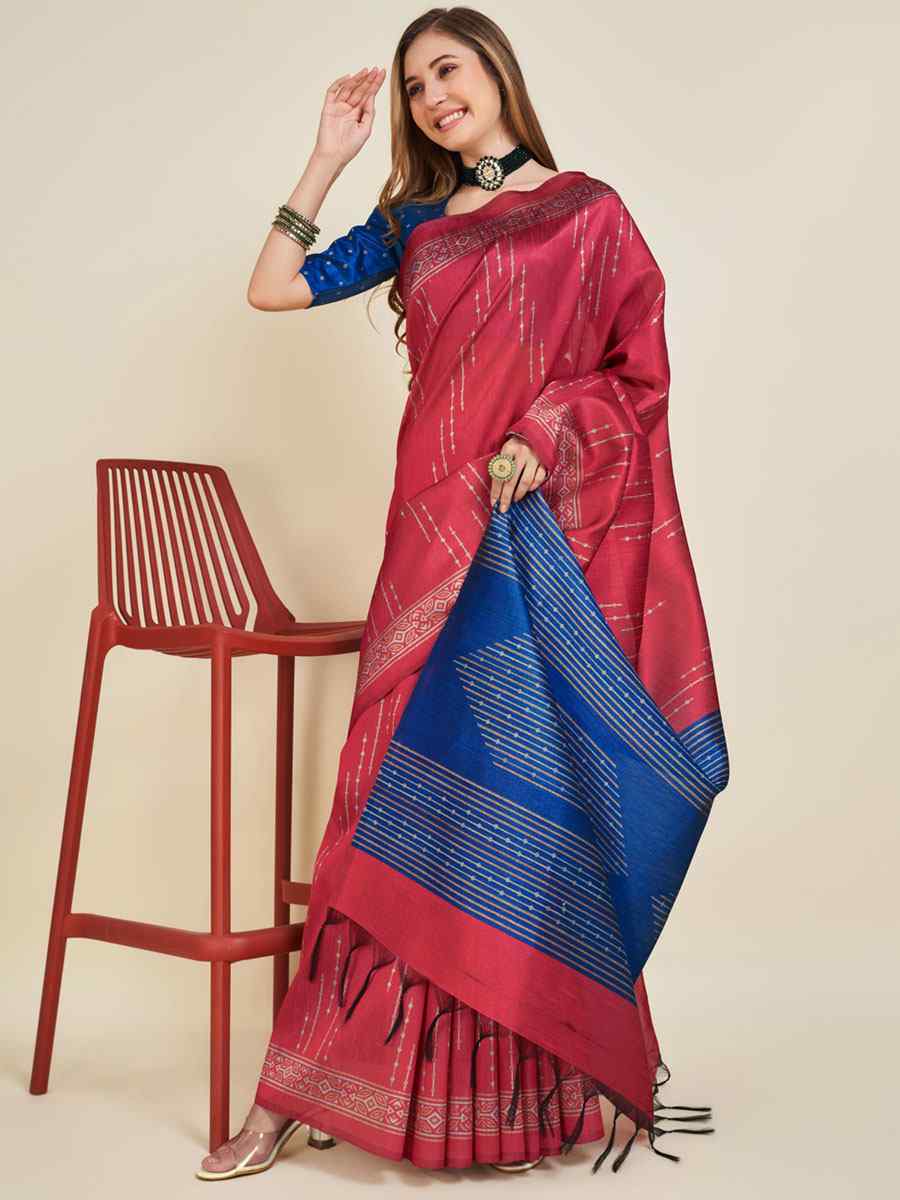 Maroon Sofi Silk Handwoven Wedding Festival Heavy Border Saree