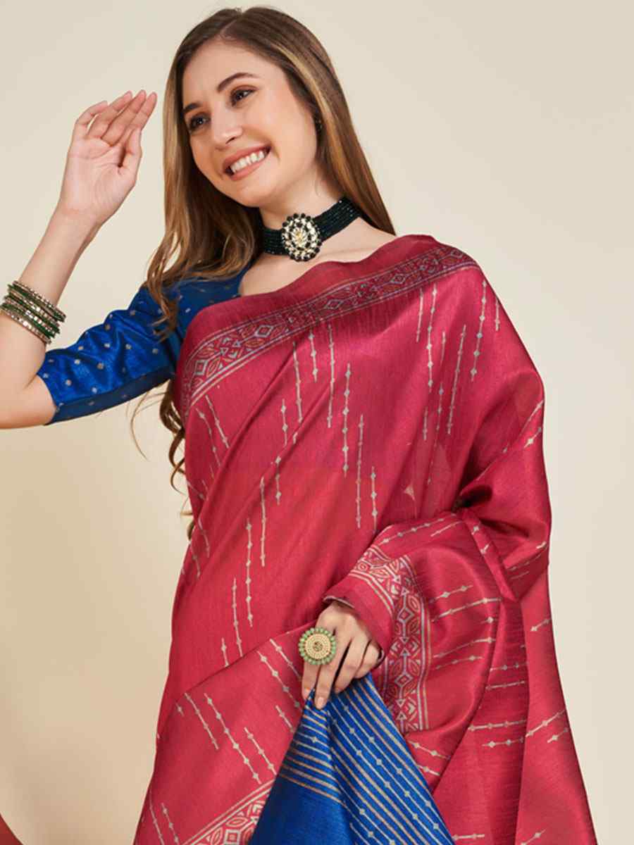 Maroon Sofi Silk Handwoven Wedding Festival Heavy Border Saree