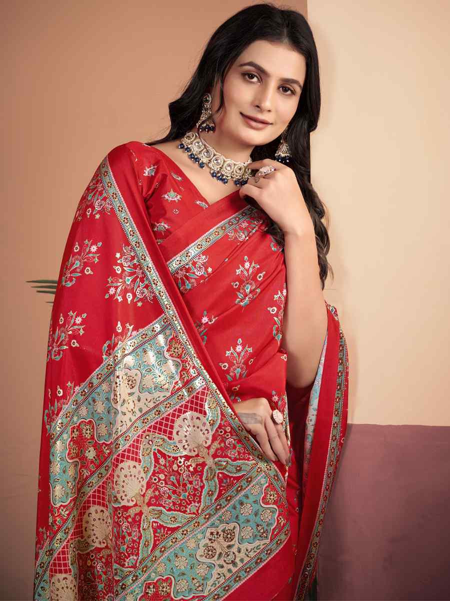 Maroon Soft Crepe Silk Printed Festival Wedding Heavy Border Saree