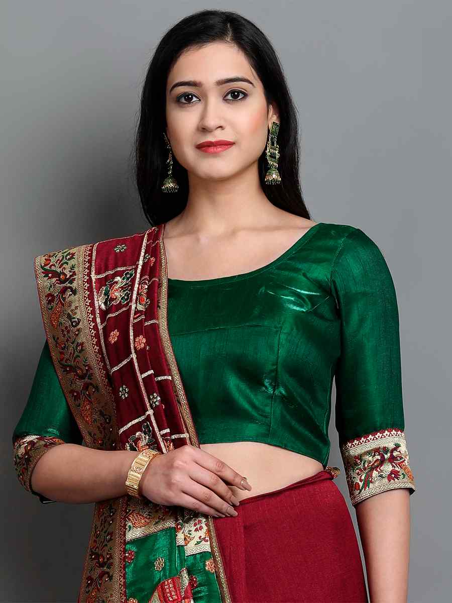 Maroon Soft Silk Embroidered Wedding Festival Classic Style Saree