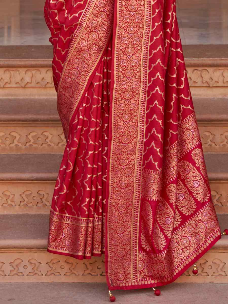 Maroon Soft Silk Handwoven Wedding Festival Heavy Border Saree