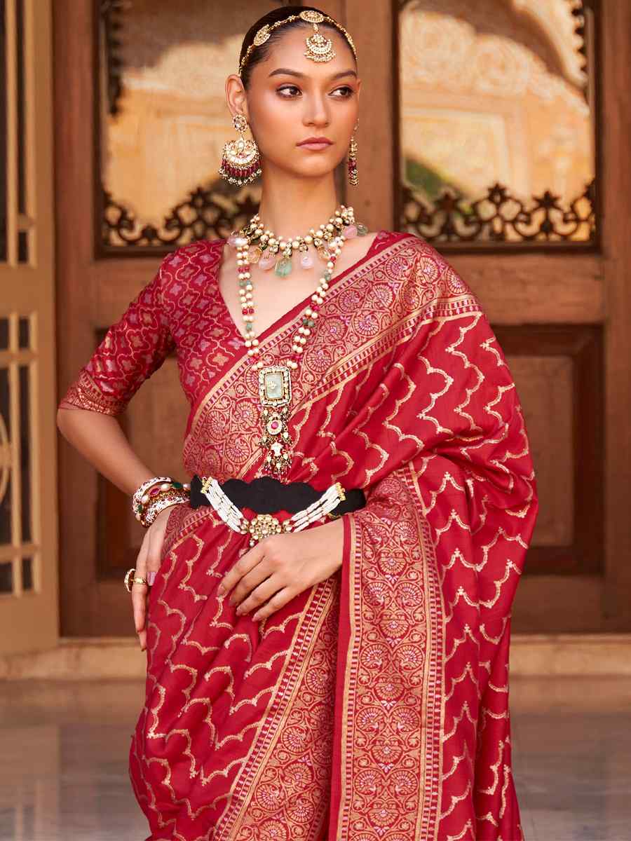 Maroon Soft Silk Handwoven Wedding Festival Heavy Border Saree