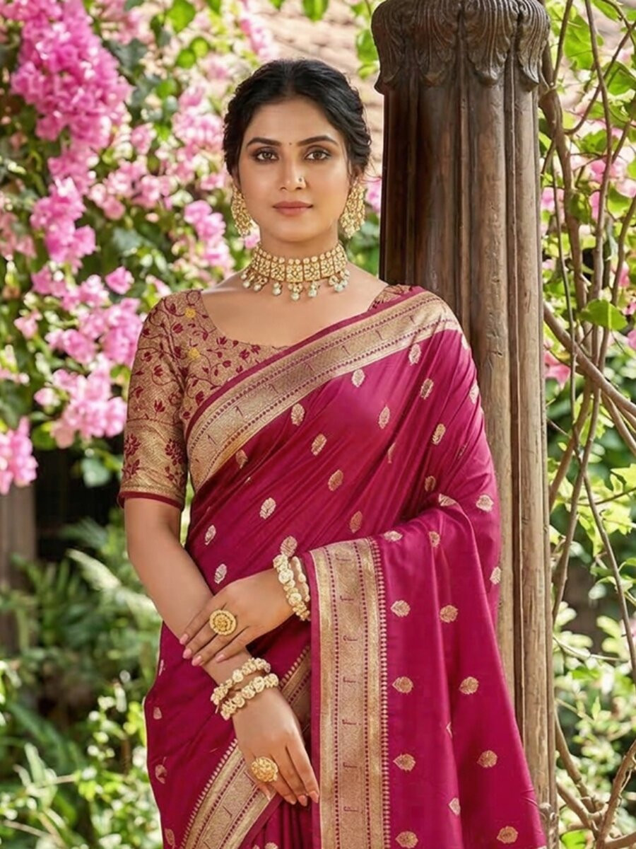 Maroon Soft Silk Handwoven Wedding Reception Party Festival Casual Heavy Border Sarees