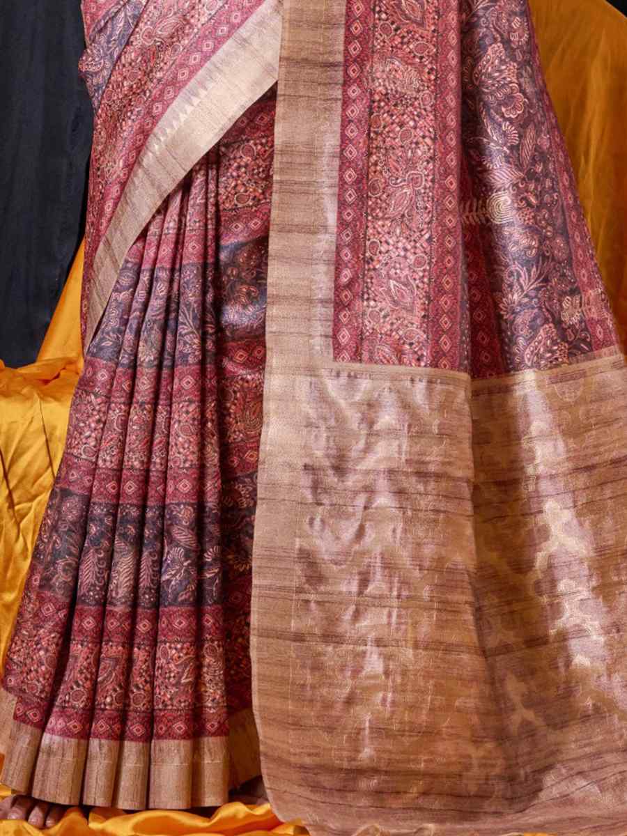 Maroon Tussar Silk Handwoven Casual Festival Classic Style Saree
