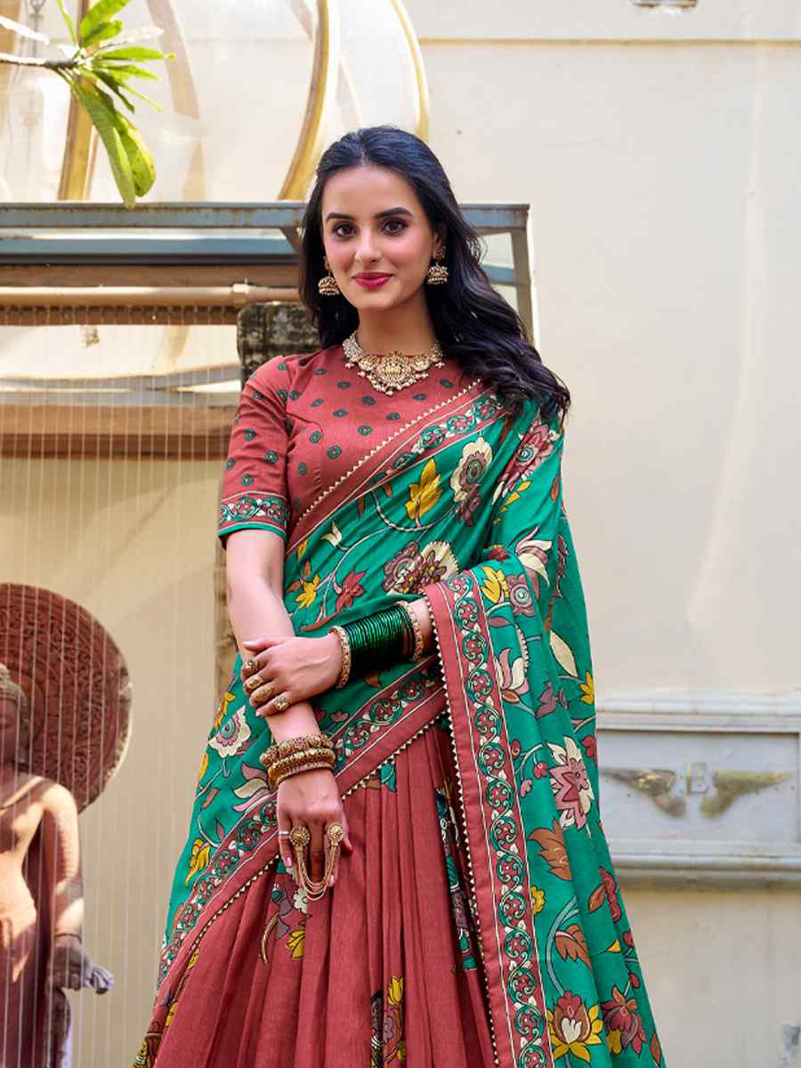 Maroon Tussar Silk Printed Reception Wedding Lehenga Choli