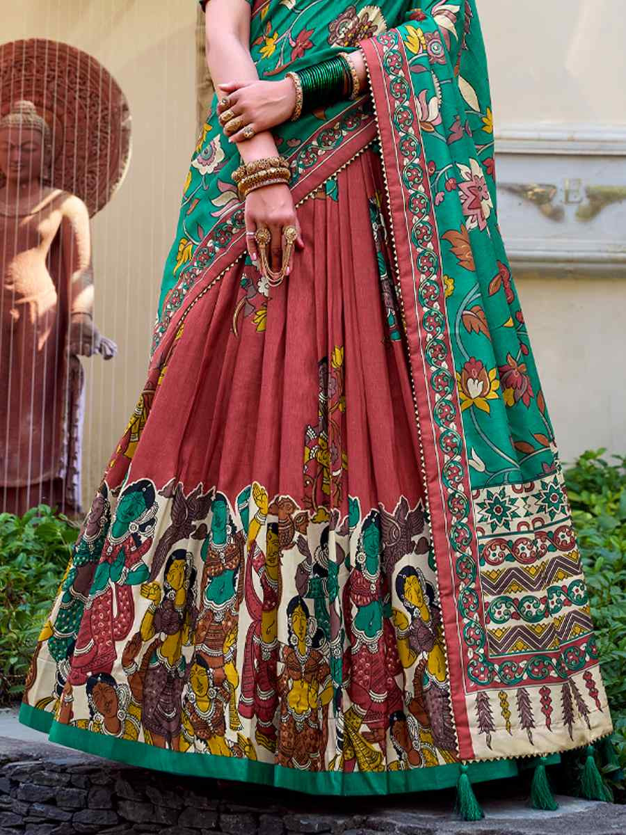 Maroon Tussar Silk Printed Reception Wedding Lehenga Choli