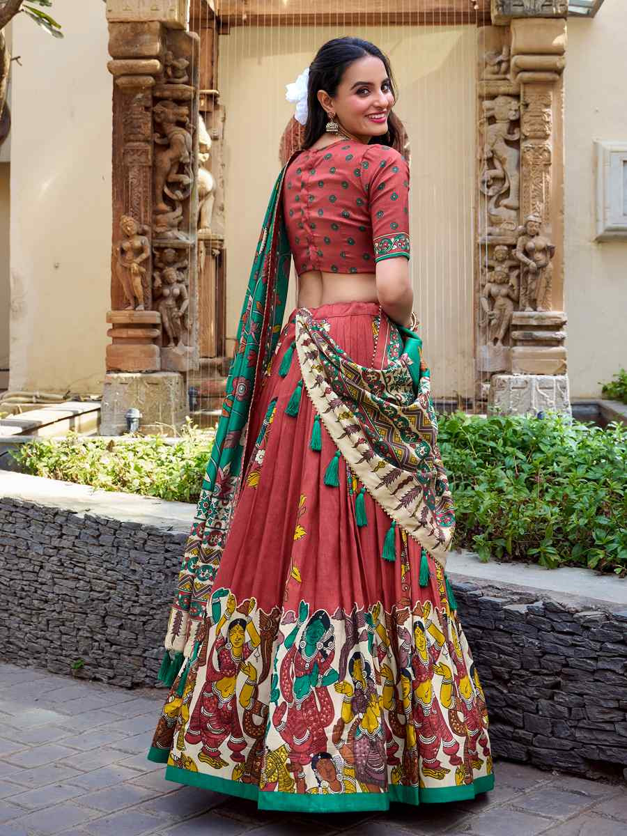 Maroon Tussar Silk Printed Reception Wedding Lehenga Choli