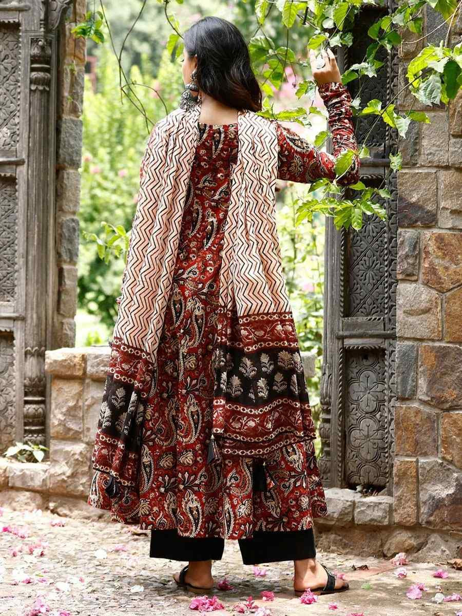 Maroon Viscose Printed Party Wedding Festival Casual Ready Anarkali Salwar Kameez