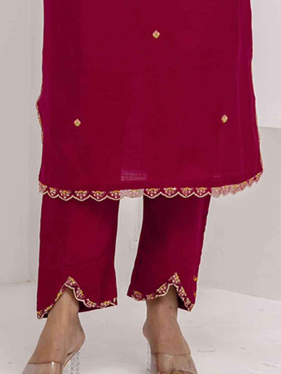 Maroon Viscose Silk Embroidery Party Wedding Festival Casual Ready Pant Salwar Kameez