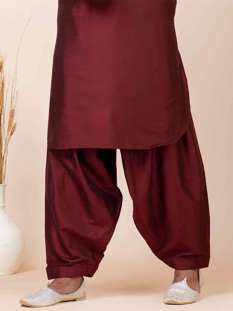 Maroon Viscose Woven Festival Mehendi Kurta
