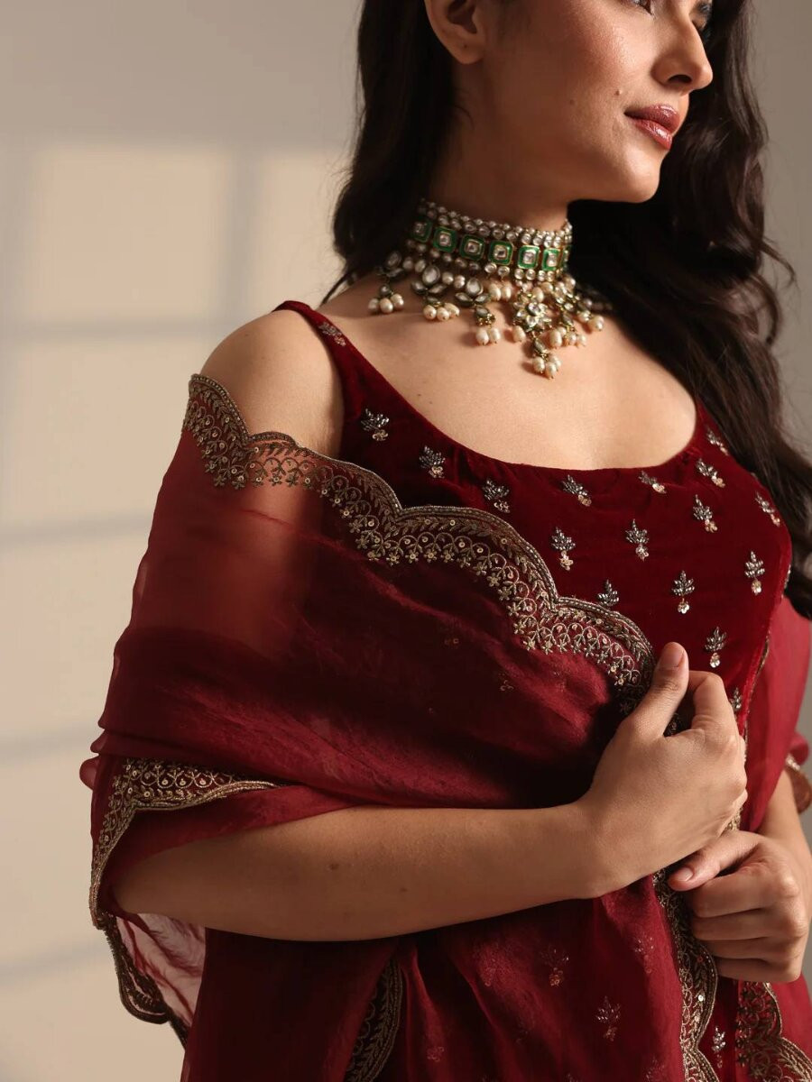 Marron Roman Glass Satin Embroidery Wedding Party Festival Casual Ready Churidar Salwar Kameez