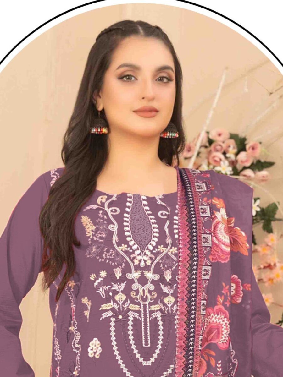 Mauve Cotton Embroidery Sequins Zari Wedding Party Festival Casual Pant Salwar Kameez