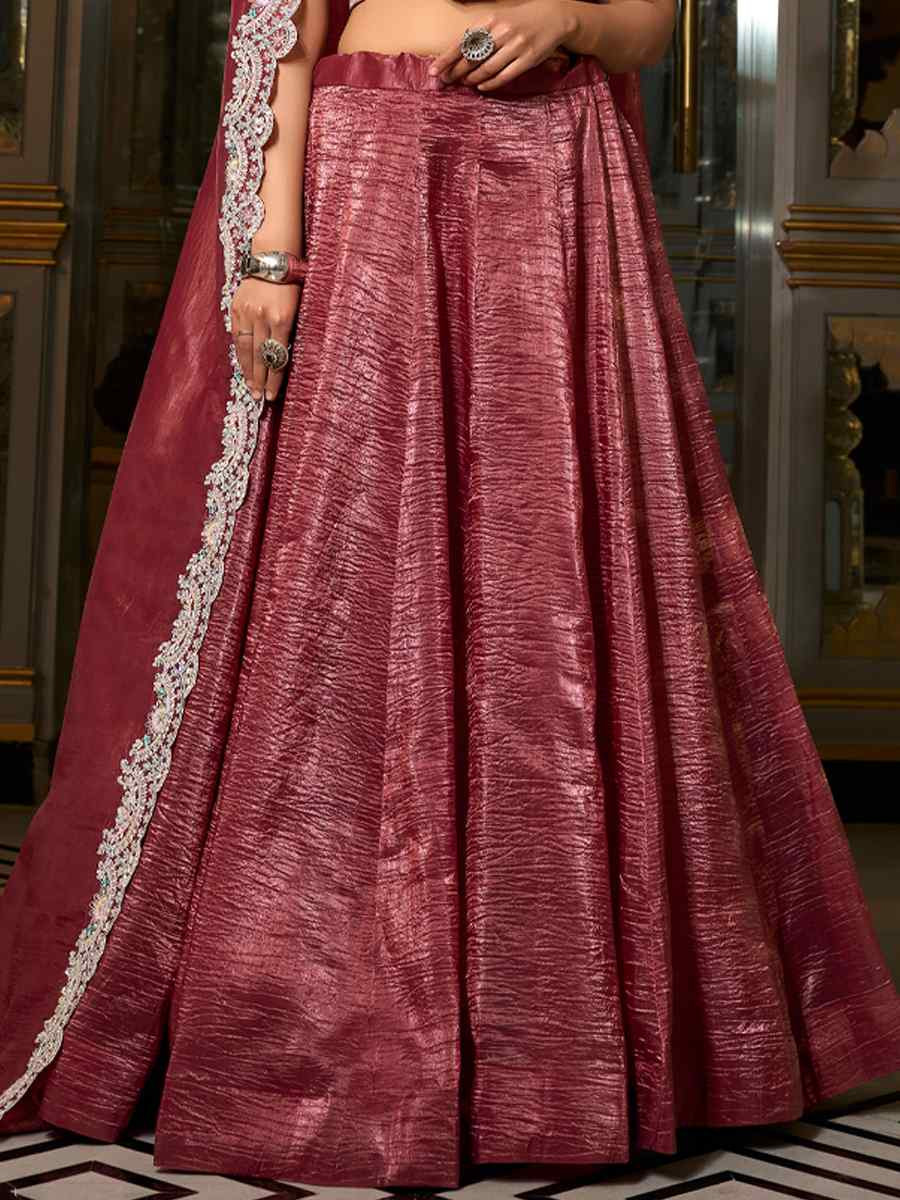 Mauve Gold Crush Embroidered Reception Wedding Lehenga Choli