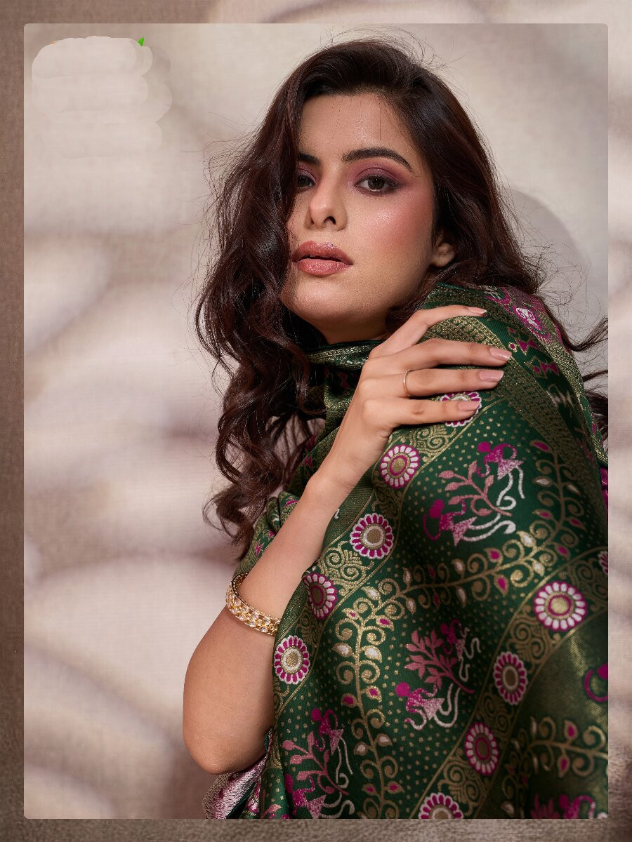 Mauve Soft Silk Zari Meenakari Woven Work Wedding Reception Party Festival Casual Heavy Border Sarees