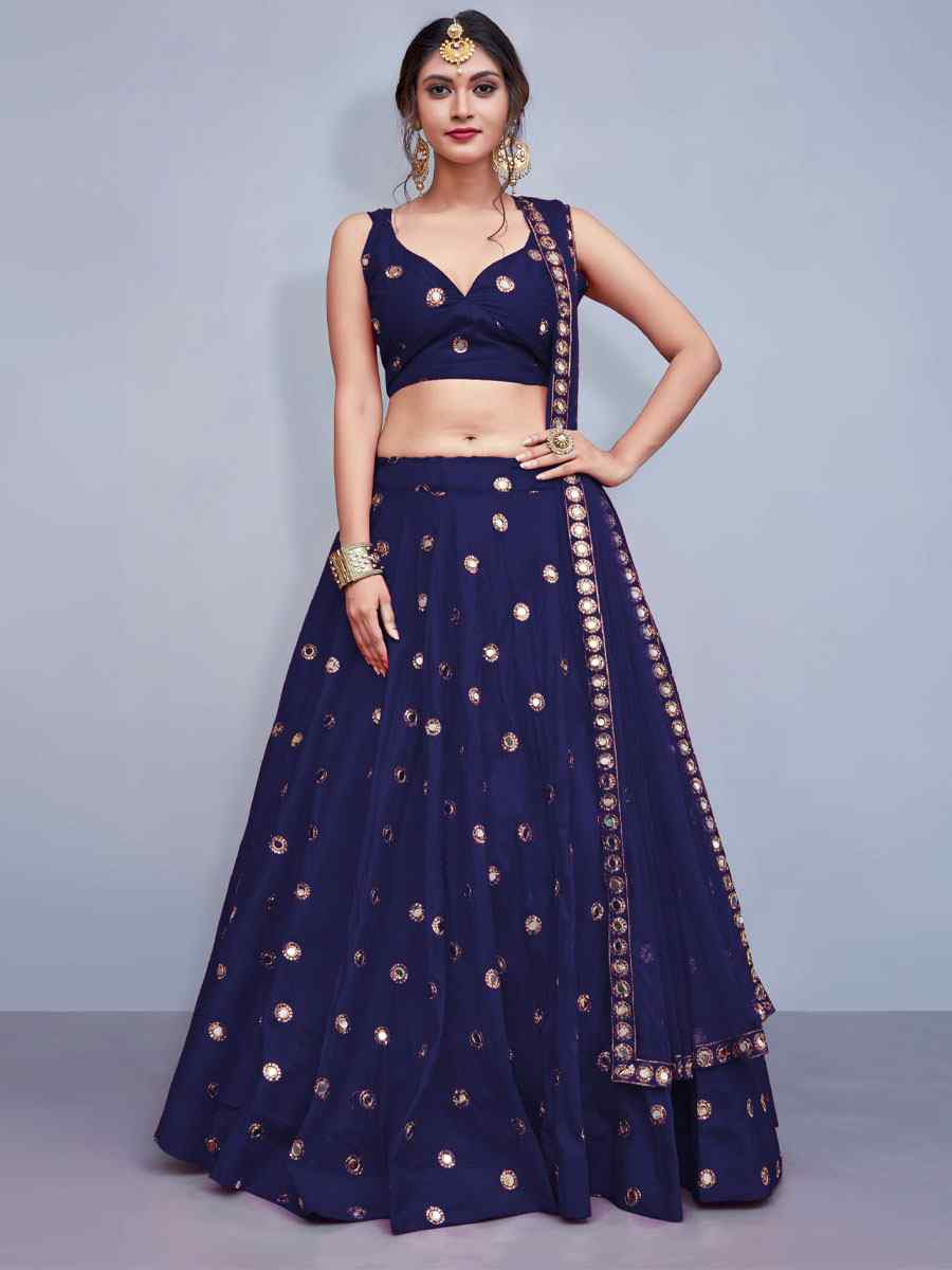 Mauve Tafeta Silk Embroidered Festival Wedding Party Reception Heavy Border Lehenga Choli