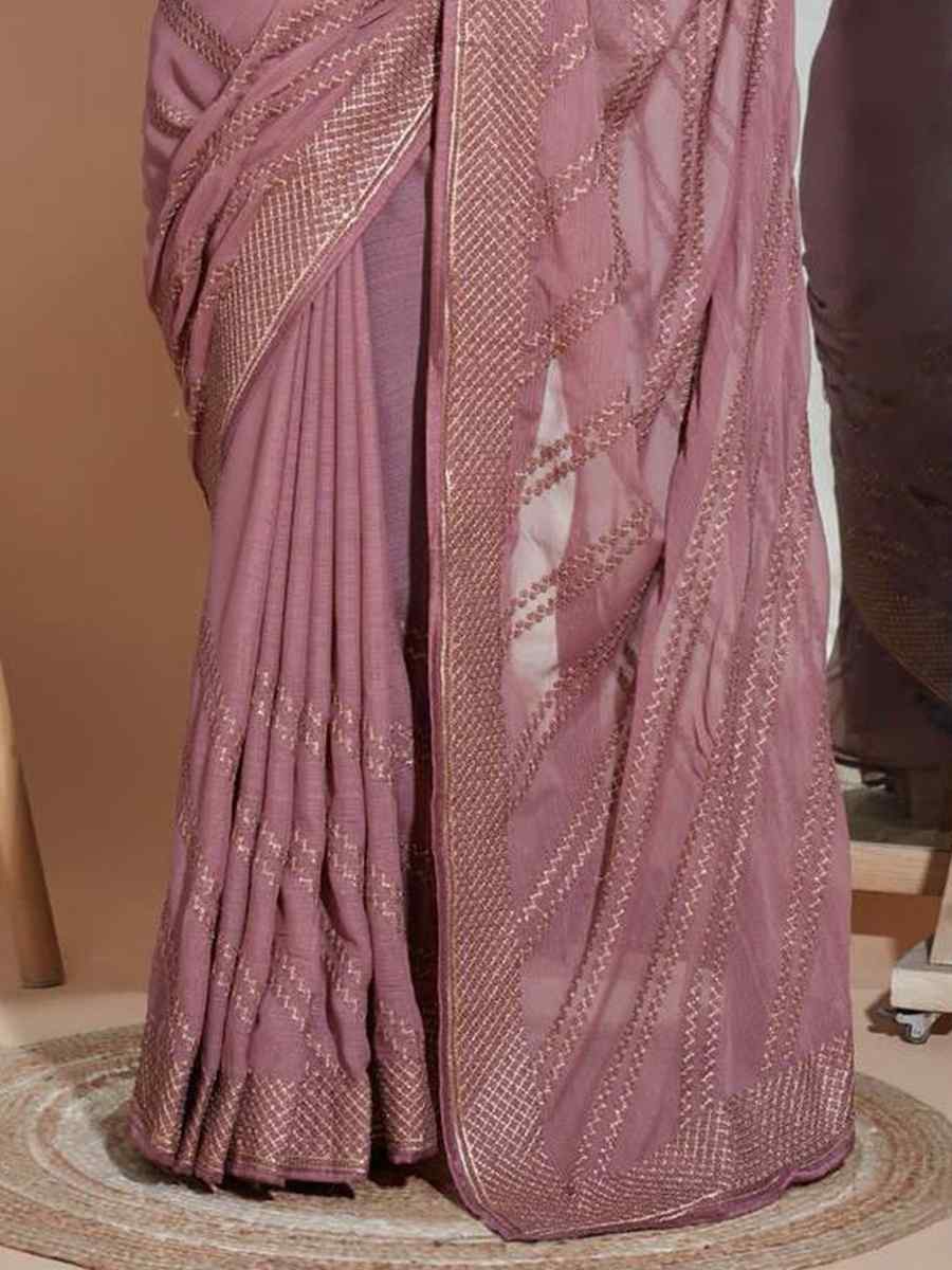 Mauve Zomato Silk Handwoven Festival Casual Heavy Border Saree