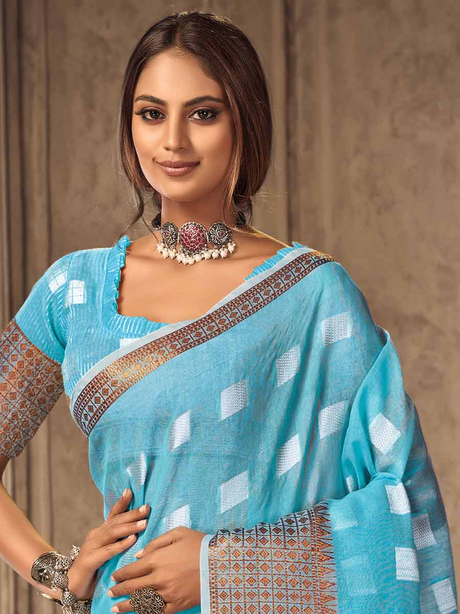 Maya Blue Linen Handwoven Festival Saree