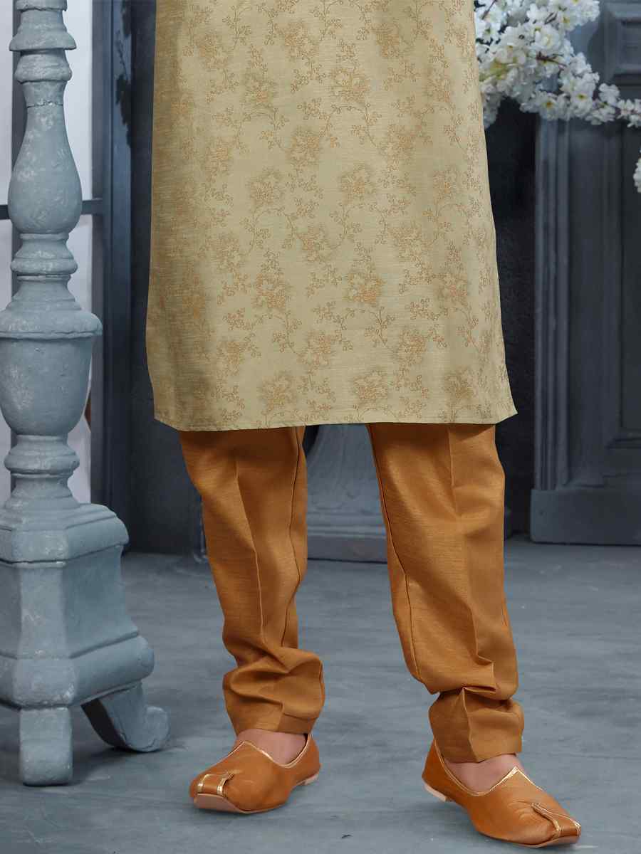 Mehandi Silk Woven Festival Party Kurta