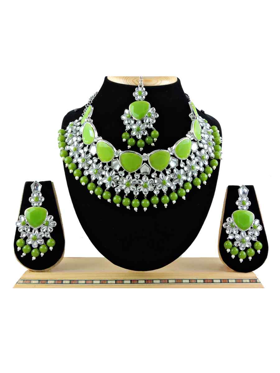 Mehendi Alloy Festival Wear Diamonds Necklace