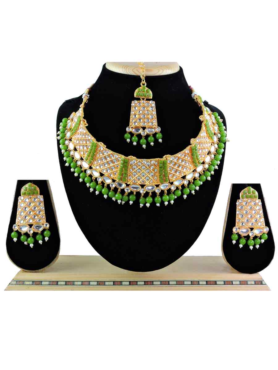 Mehendi Alloy Festival Wear Diamonds Necklace