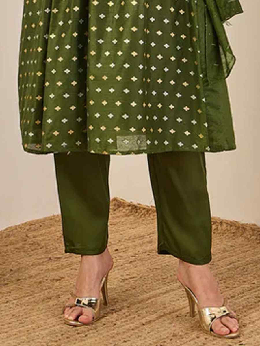 Mehendi Chanderi modal Embroidery Party Wedding Festival Casual Ready Anarkali Pant Salwar Kameez