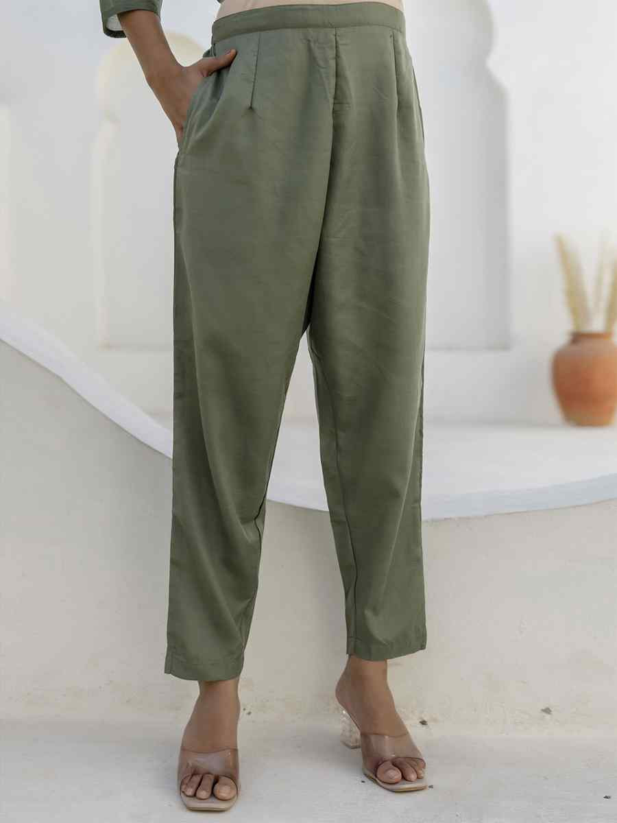 Mehendi Chanderi Silk Embroidery Party Wedding Festival Casual Ready Pant Salwar Kameez