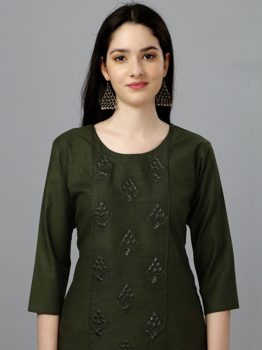 Mehendi Cotton Handwoven Festival Casual Kurti