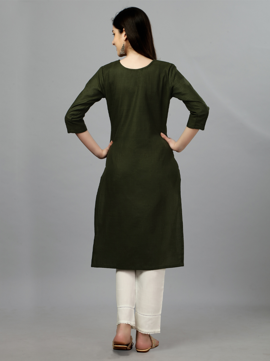 Mehendi Cotton Handwoven Festival Casual Kurti