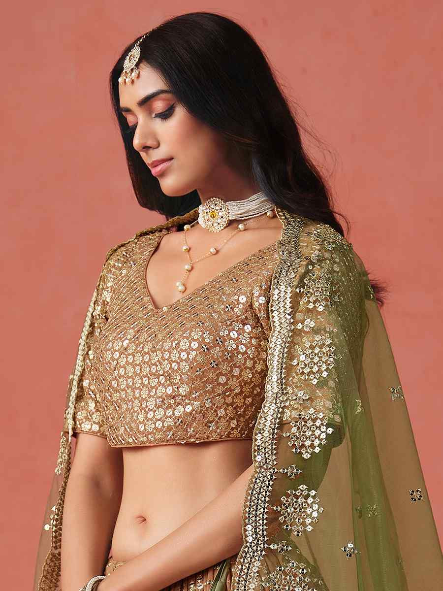 Mehendi Georgette Embroidered Festival Party Wear Circular Lehenga Choli